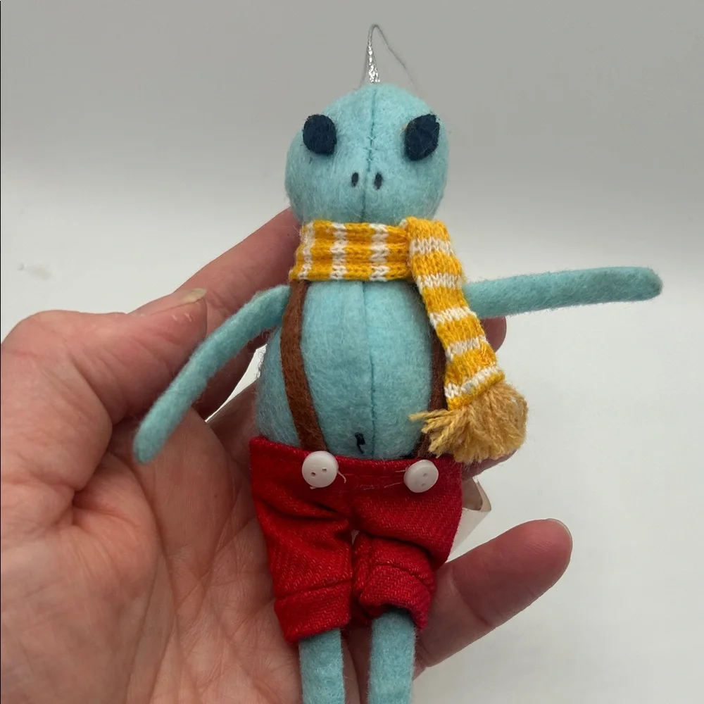Target Blue Plush Holiday Ornament with Red Pants and Yellow Scarf